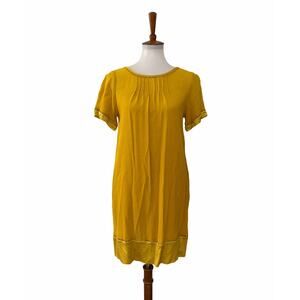 Maeve Anthropologie Verdet Shift Swing Dress Short Sleeve Pullover Yellow Small